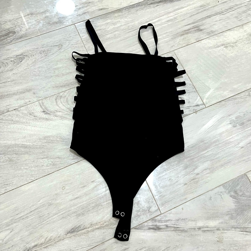 Stretchy Black Bodysuit with side detail